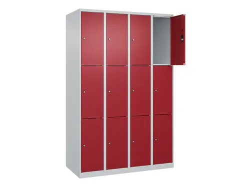 lockerkast,HxBxD 1850x1200x500mm,4x3vakken,vak B 300mm,cil.-slot