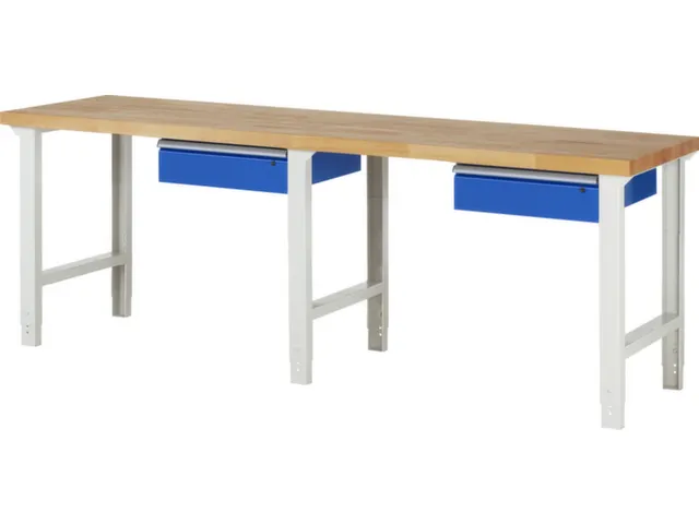 établi HxlxP 790-1140x2500x700mm plateau hêtre force 750kg