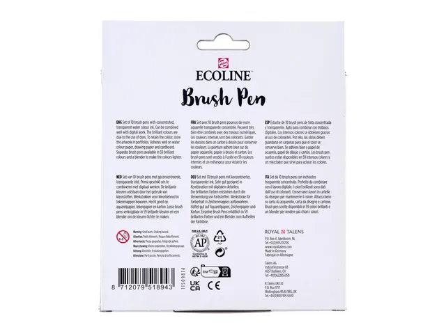 Brushpen Talens Ecoline set botanisch blister à 10 stuks assorti