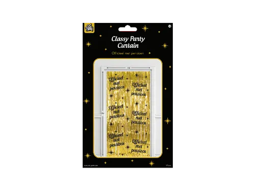 Feestgordijn Classy Party Curtain 'Pensioen' Goud-Zwart 100x200cm