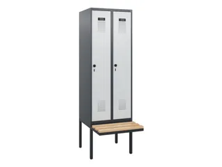 locker met bank,HxBxD 1950x600x815mm,2vak,vak B 300mm,draaigrendel - 2