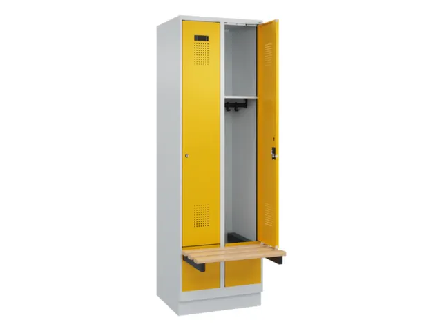 locker met bank,HxBxD 1950x600x815mm,2vak,vak B 300mm,cilinderslot