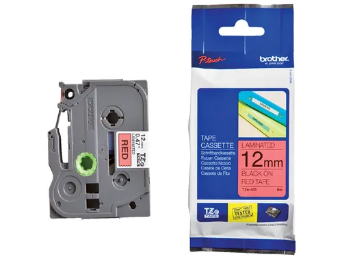 Labeltape Brother P-touch TZe-431 standaard 12mm zwart op rood