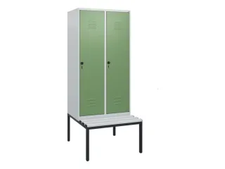 locker met bank,HxBxD 1950x800x815mm,2vak,vak B 400mm,draaigrendel - 1