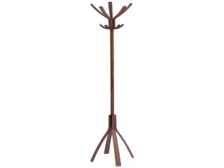 Cafe houten kapstok met 10 haken in donker hout 176 cm. - 1