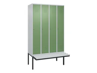 locker met bank,HxBxD 2120x1200x815mm,4vak,vak B 300mm,cil.-slot - 1