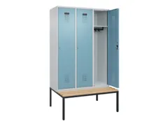 locker met bank,HxBxD 2120x1200x815mm,3vak,vak B 400mm,cilinderslot