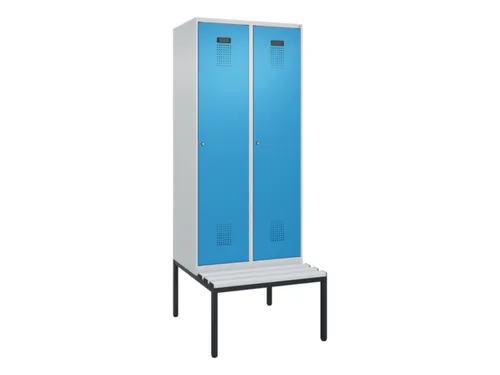 locker met bank,voor scheiding van kleding,HxBxD 2120x800x815mm,2vak
