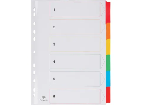 Tabblad karton A4 Assorti 6-delig 11-gaats index