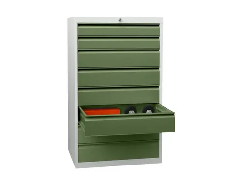 ladekast HxBxD 1200x500x600mm 8laden slot RAL7035 front RAL6011