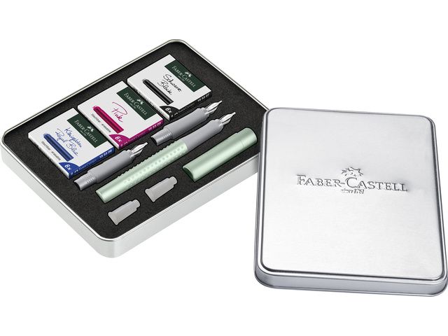 Kalligrafietset Faber-Castell Grip Pearl mint F + 1.4 en 1.8 punt en 3 | FaberCastellShop.nl