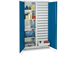 Draaideurkast Hxbxd 1800x1000x500mm 16laden 4legborden Ral5010 - 2