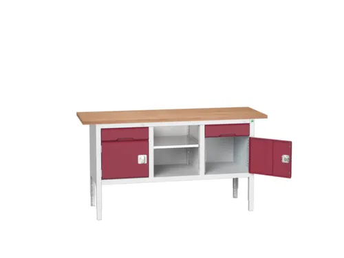 werkbank,HxBxD 830-930x1750x600mm,multiplexblad,uitrusting: 2laden