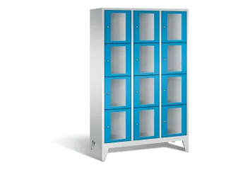 Lockerkast 1850x1200x500mm 3x4 vakken Cilinderslot Poten, RAL5012 - 2