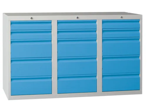 ladekast HxBxD 900x1500x500mm 15laden RAL7035 front RAL5010