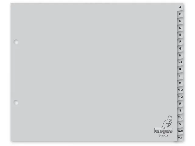 Tabblad Kangaro ordneralfabet A-Z PP 120 micron 2-gaats 20-delig