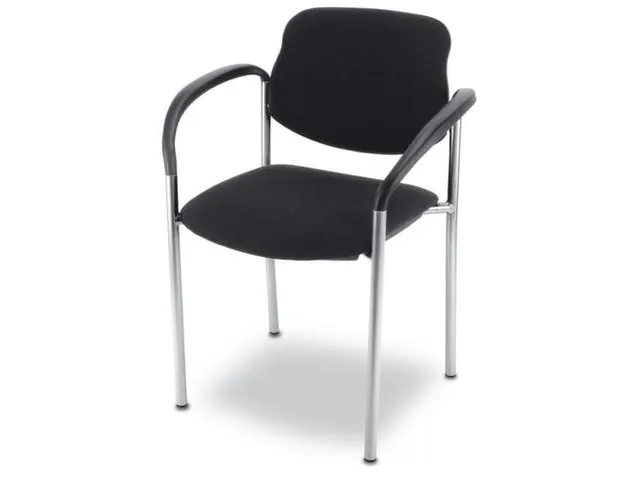 Bezoekersstoel,4Voeten Ronde Buis Verchroomd,M. Armleuningen