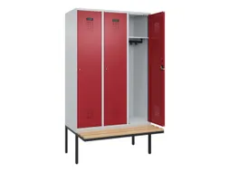 locker met bank,HxBxD 2120x1200x815mm,3vak,vak B 400mm,cilinderslot