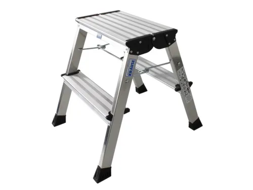 Verrijdbaar Vouwtrapje Aluminium 2x2treden 4 Geveerde Wielen Blauw