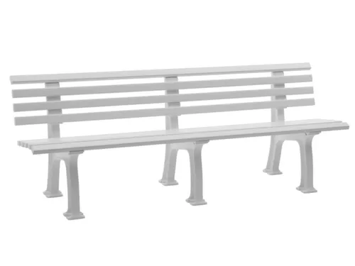 Kunststofbank 740x2000x380mm Zit H 440mm 9 Latten 3 Pootstellen Wit