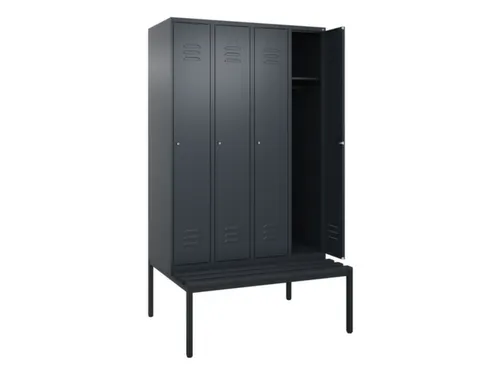 locker met bank,HxBxD 2120x1200x815mm,4vak,vak B 300mm,cil.-slot