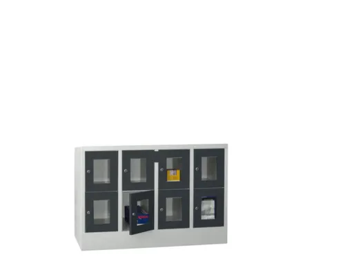 lockerkast,HxBxD 855x1200x500mm,4x2vakken,RAL7035,front RAL7016