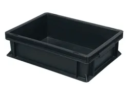 ESD-stapelbak,HxLxB 120x400x300mm,11l,PP,zwart,Wanden gesloten