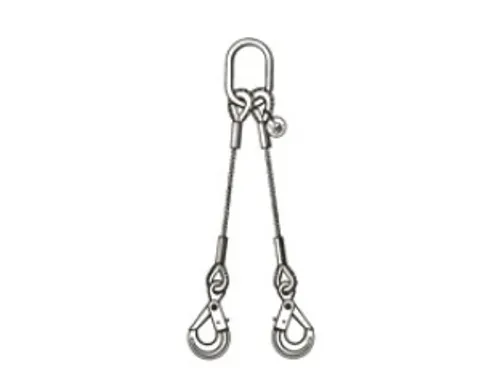 Staaldraadstroppen 2strengen 0.95t 0-45° Kabel Ø 8mm Veiligheidshaak