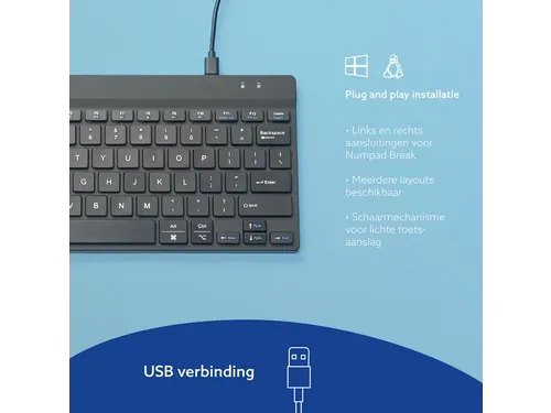 Toetsenbord R-Go Ergonomisch Compact Break QWERTY (US) Zwart