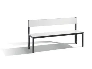 omkleedbank,HxLxD 796x1500x407mm,HPL wit,frame staal RAL7021,leuning - 1