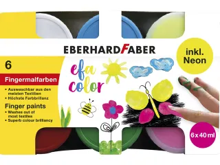 Vingerverf EFA ass. Kleuren neon 6x40ml in karton - 2