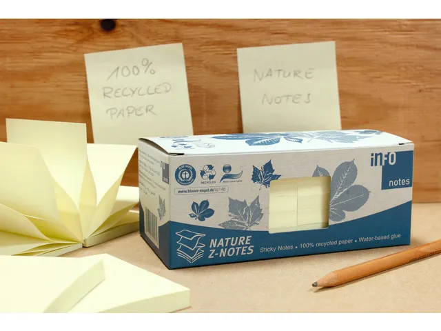 75x75mm Z-Notes geel recycled doos 12 blok