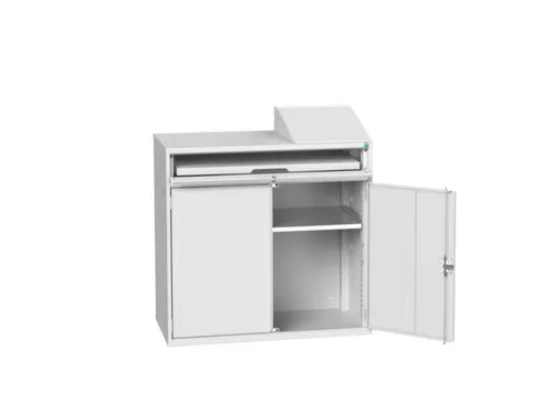 pc-kast 1130x1050x550mm toetsenbordblad RAL7035 + RAL7035