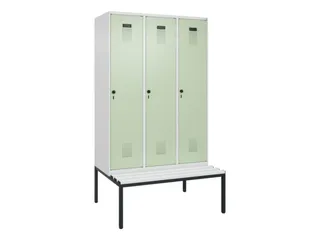 locker met bank,HxBxD 2120x1200x815mm,3vak,vak B 400mm,draaigrendel - 2