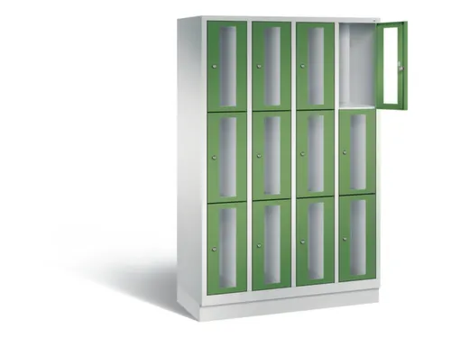 Lockerkast 1800x1190x500mm 4x3 vakken Cilinderslot, Sokkel, RAL6011