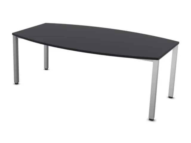vergadertafel HxBxD 74x200x120cm vatvormig CC-zwart alu