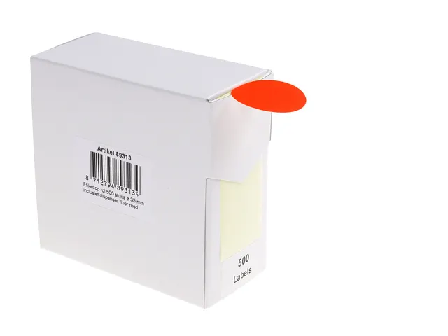 Etiket Rillprint 35mm 500st op rol fluor rood