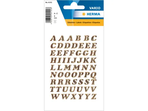 Etiket Herma 4192 8mm Letters A-Z Goudfolie Glitter 61 stuks