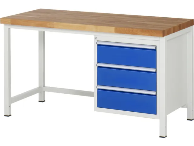 werkbank,HxBxD 840-1040x1500x700mm,beukblad,draagverm. 1250kg,4voeten