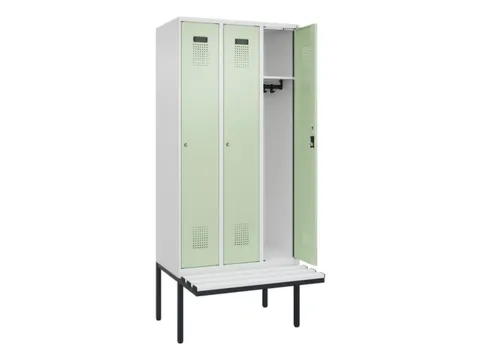locker met bank,HxBxD 2120x900x815mm,3vak,vak B 300mm,cilinderslot