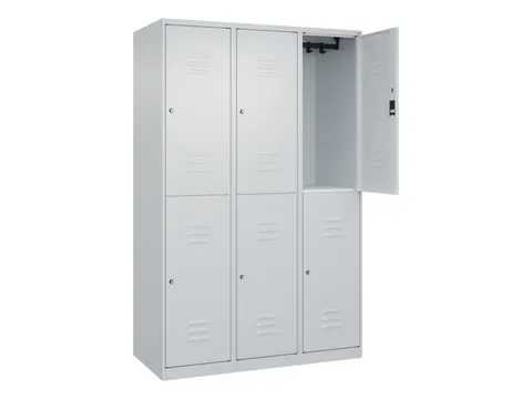 dubbeldekse locker,HxBxD 1850x1200x500mm,3x2vak.,vak B 400mm,cil.-slot