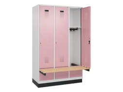 locker met bank,HxBxD 1950x1200x815mm,3vak,vak B 400mm,cilinderslot
