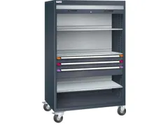 Mobiele roldeurkast,HxBxD 1813x1205x691mm,3xStalen bodem,3lade(n)