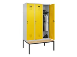 locker met bank,HxBxD 2120x1200x815mm,3vak,vak B 400mm,draaigrendel
