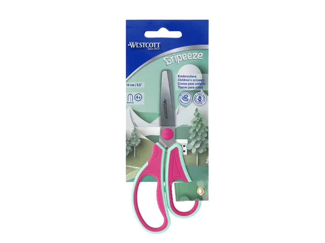 Kinderschaar Westcott Gripeeze 14cm rood / l.blauw ronde punt