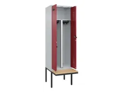PBM-locker met bank,HxBxD 2120x600x815mm,2vak,vak B 300mm,draaigrendel