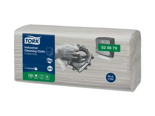 Reinigingsdoek Tork Industrial W4 gevouwen 120 vel grijs 520679