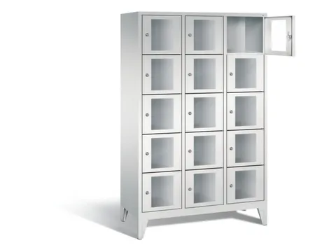 Lockerkast 1850x1200x500mm 3x5 vakken Cilinderslot Poten, RAL7035