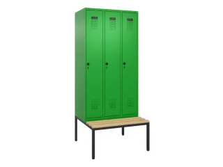 locker met bank,HxBxD 2120x900x815mm,3vak,vak B 300mm,draaigrendel - 3