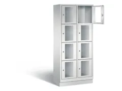 Lockerkast 1800x810x500mm 2x4 vakken Cilinderslot, Sokkel, RAL7035